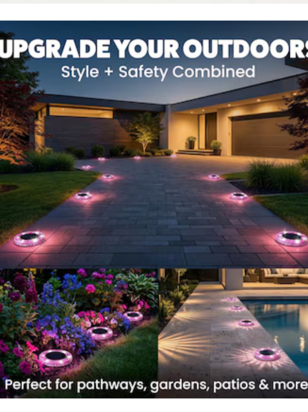 BELL + HOWELL 4 -Pack Mosaic Disk Lights 24 -Lumens Mosaic Fuchsia Solar LED - Picture 11 of 11